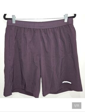 Skora Shorts Mens Large Purple Athletic Quick Dry 9" Inseam Built In Briefs Gym